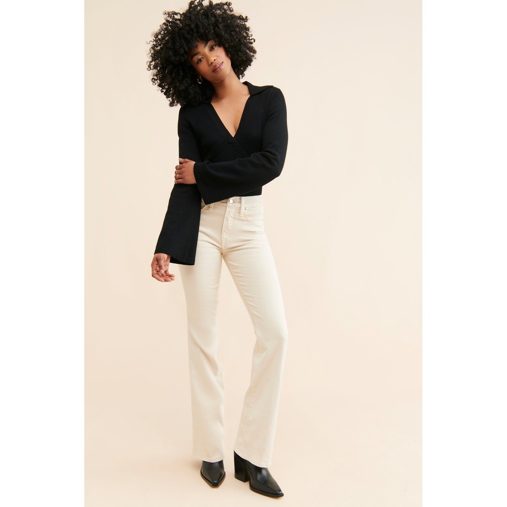 Good American Good Classic Boot Jeans Bone Off White High Rise Size 8 29